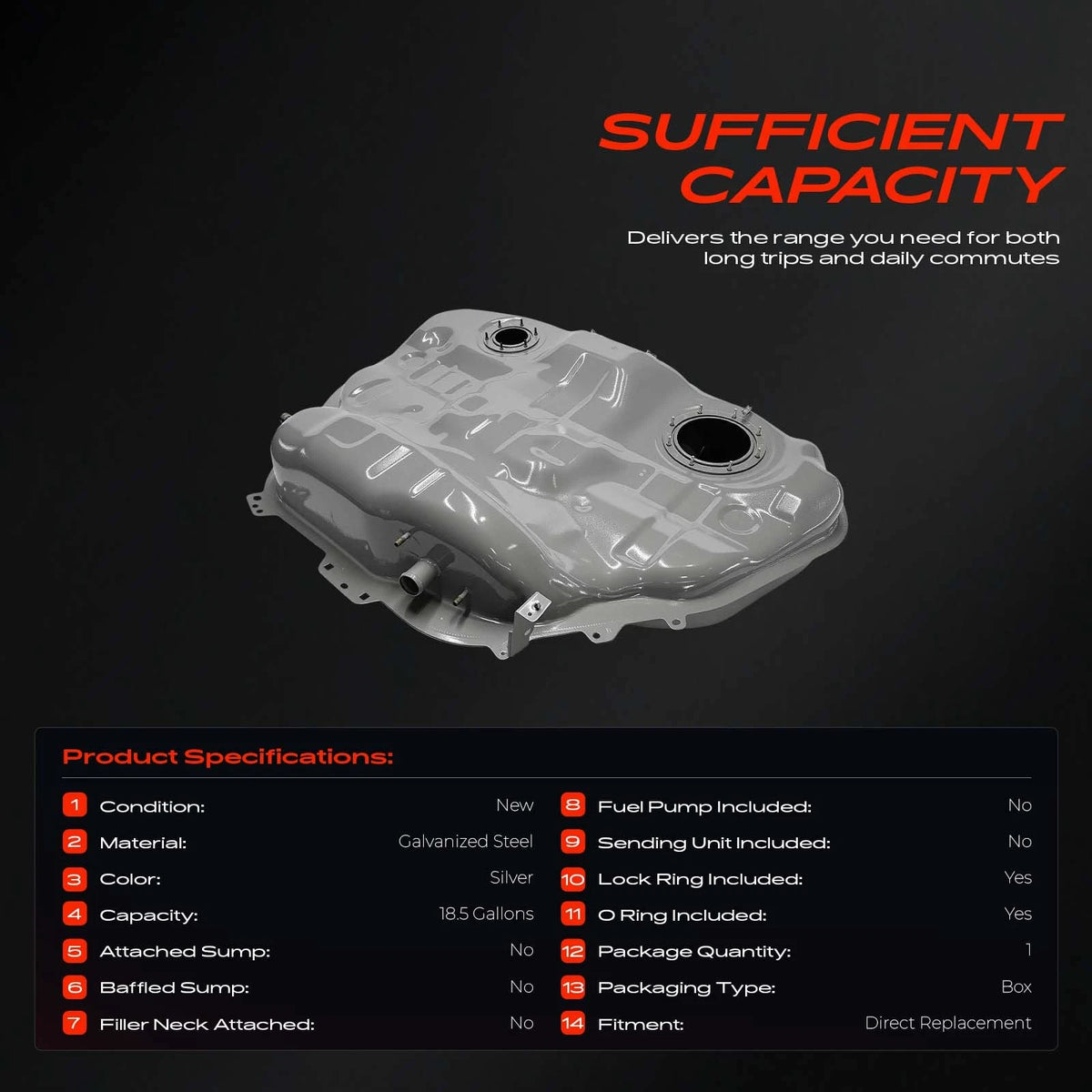 18.5 Gallons Fuel Tank for Subaru Outback Legacy (2010–2014) 42012AJ01A, SU3A