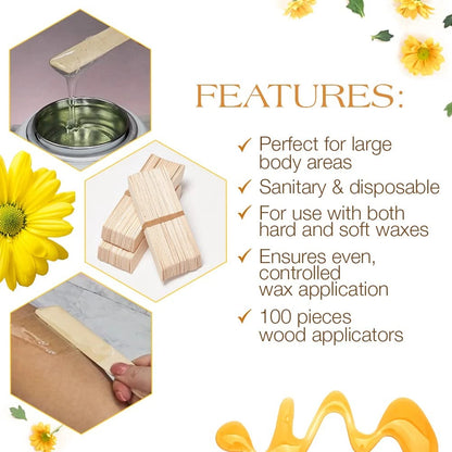 100 Count Wax Spatulas for Gigi Accu Edge