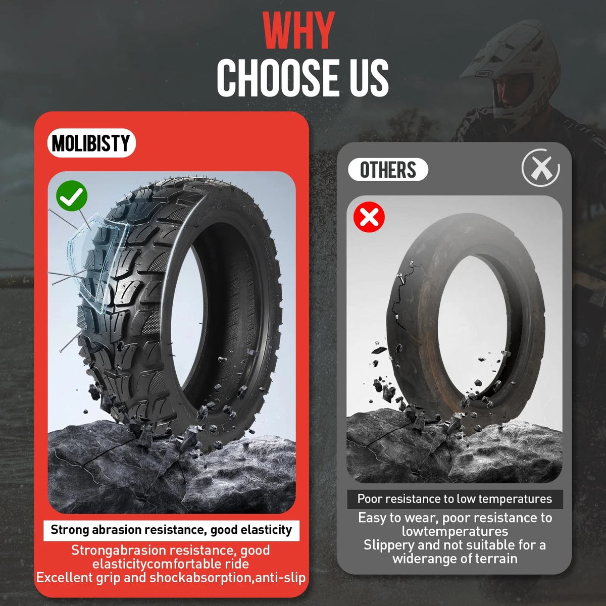 10x2.75-6.5 Tubeless Scooter Tire for