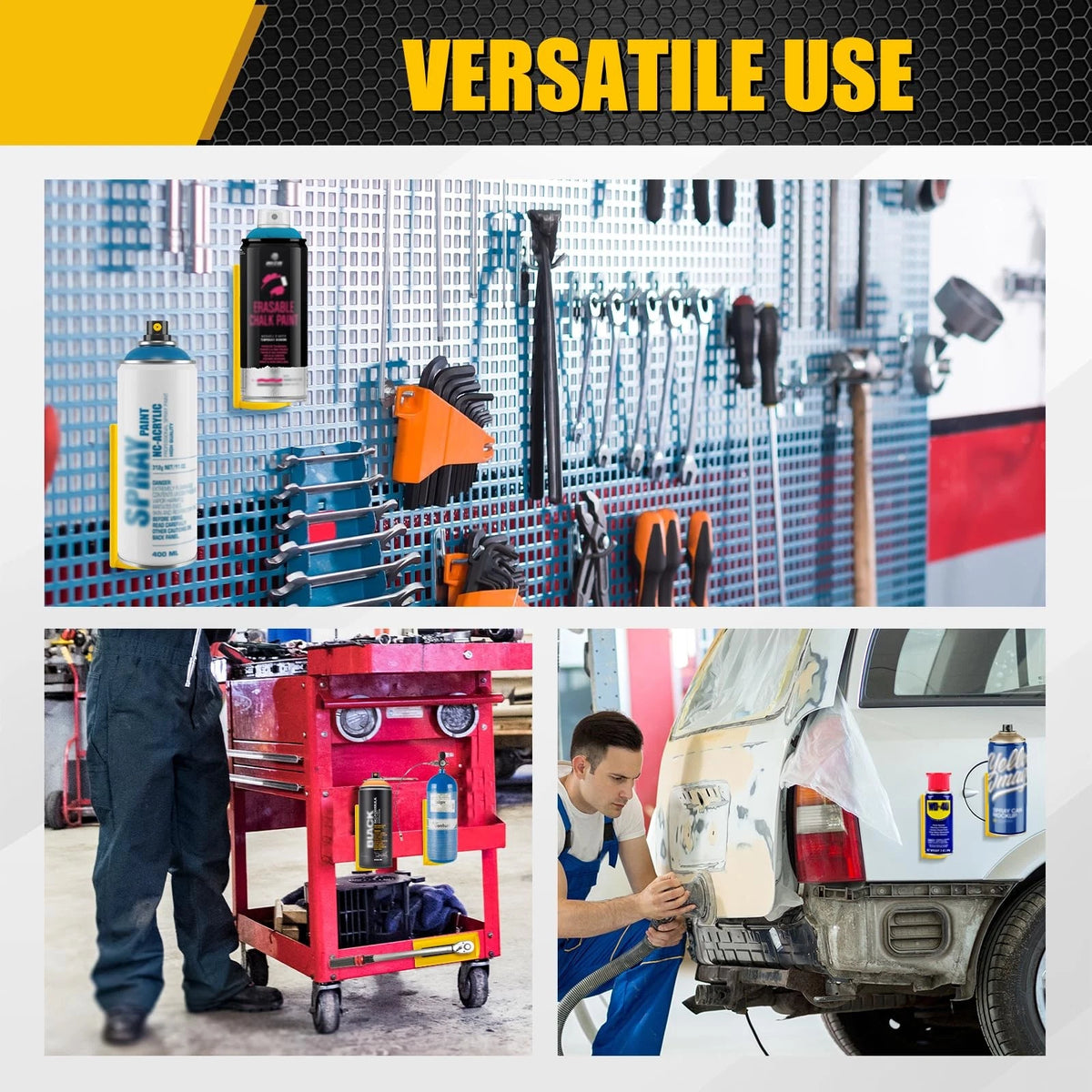 Set of 4 Magnetic Aerosol Spray Can Holders for Toolbox