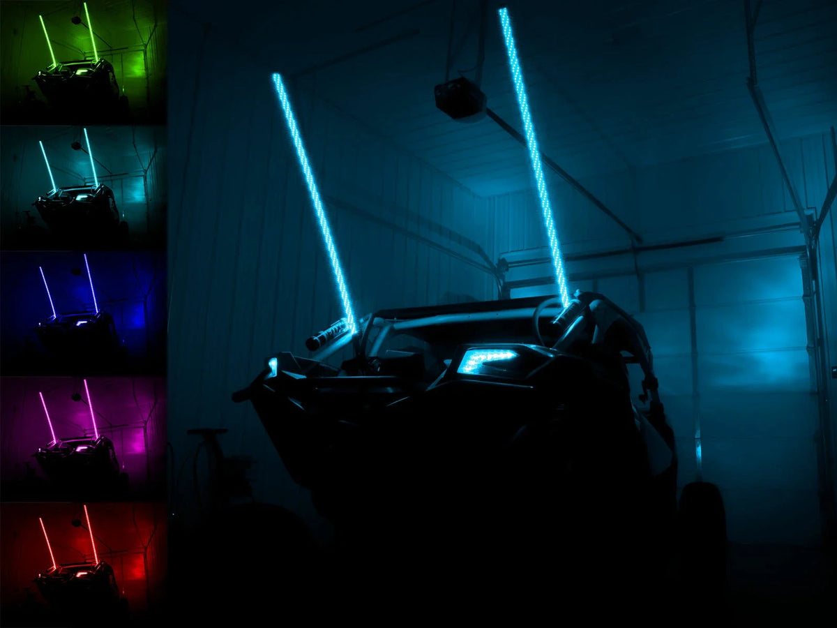 Set of 2 RGB LED Whip Lights for SuperATV (2015–2023)