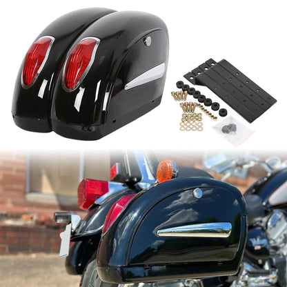 Hard Saddle Bags with LED Lights for Harley Sportster Softail Dyna