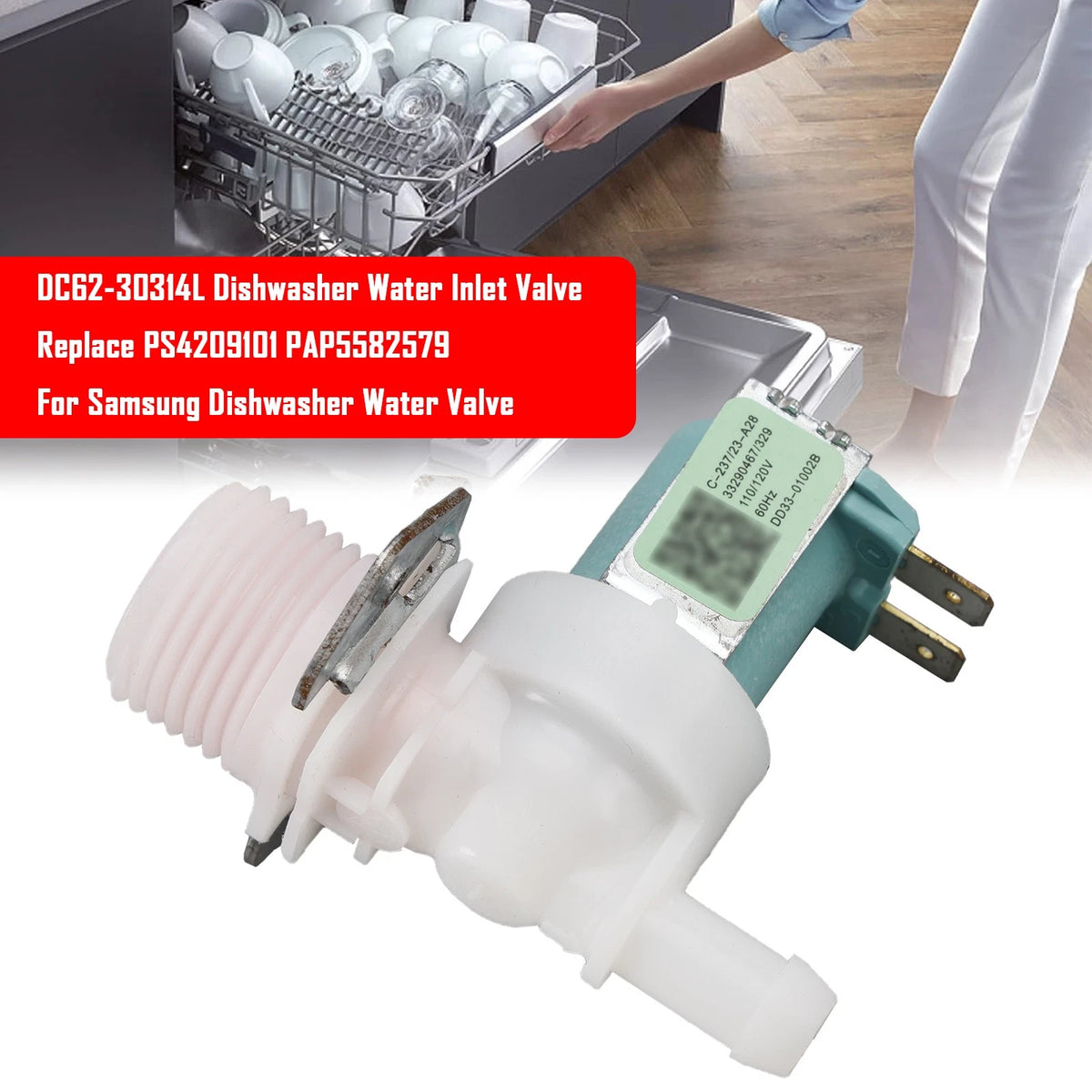 Dishwasher Water Inlet Valve for Samsung (2010–2023)