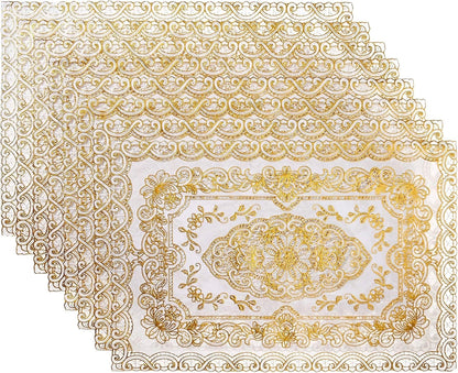 Set of 8 Gold Vinyl Placemats for Home Dining (No Part Numbers)