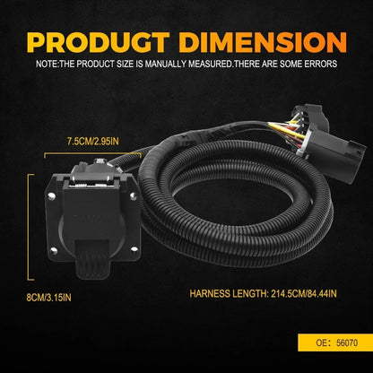 7 Pin Trailer Wiring Harness Connector for Truck Bed RV