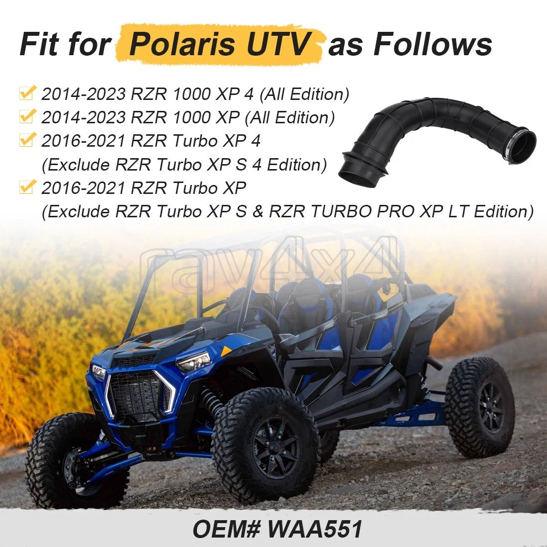 Airbox Hose Intake Boot 5414691 for Polaris RZR XP XP4 Turbo (2014–2020)