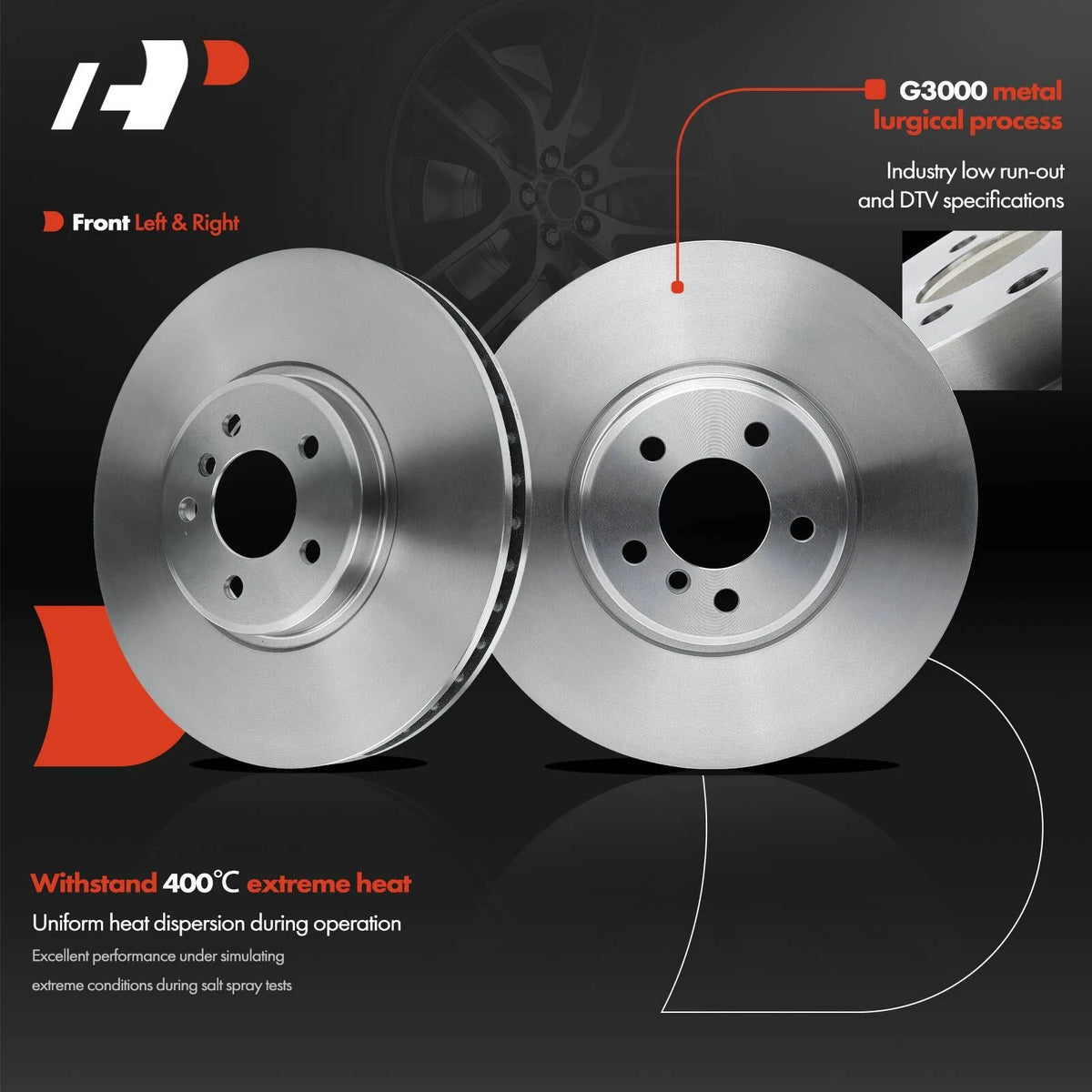Set of 2 Vented Disc Brake Rotors for BMW X5 X6 (2011–2019) 12134112