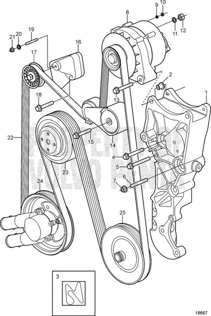 Serpentine Alternator Water Pump Belt for Volvo Penta 4.3L 5.0L 5.7L 3860086