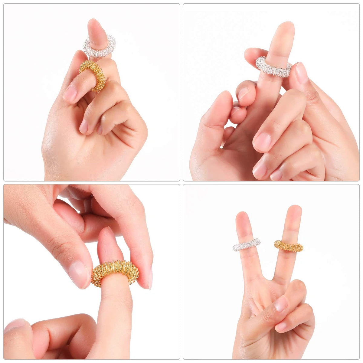 30 Pack Spiky Finger Sensory Toys (0.98 Inch) - Gold and Silver