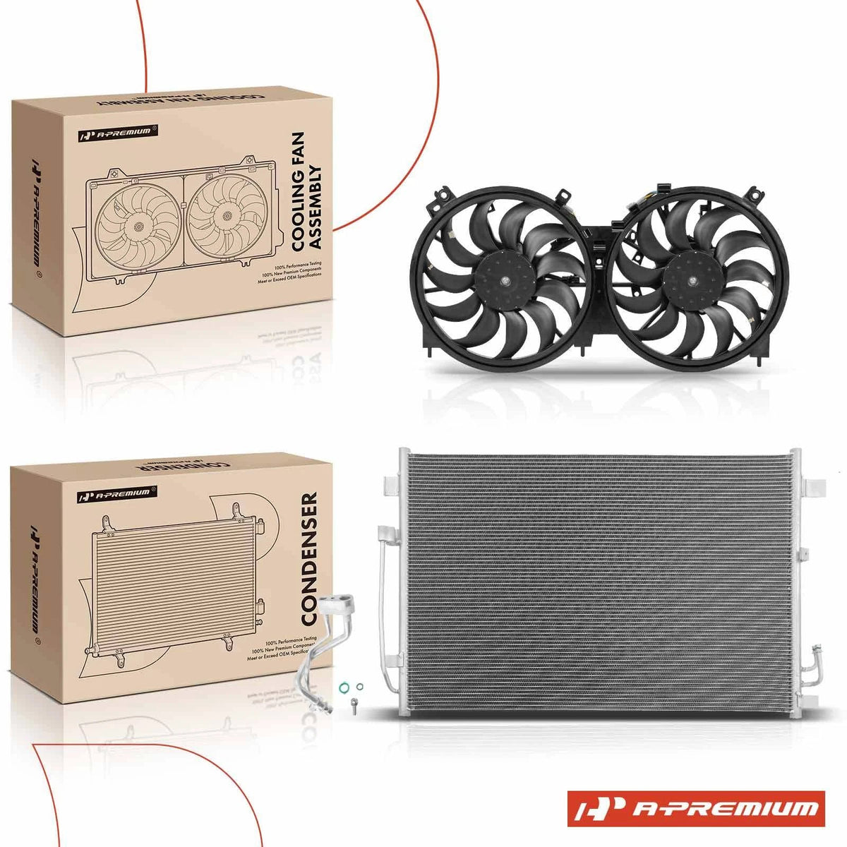 A/C condenser and dual cooling fan assembly for Nissan Quest Murano (2011–2017)
