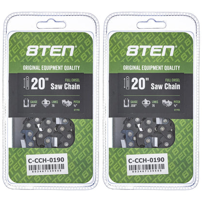 2X Chainsaw Chain 20 Inch .058 3/8 76DL for Baumr-AG 20 SX62 (21LPX076G)