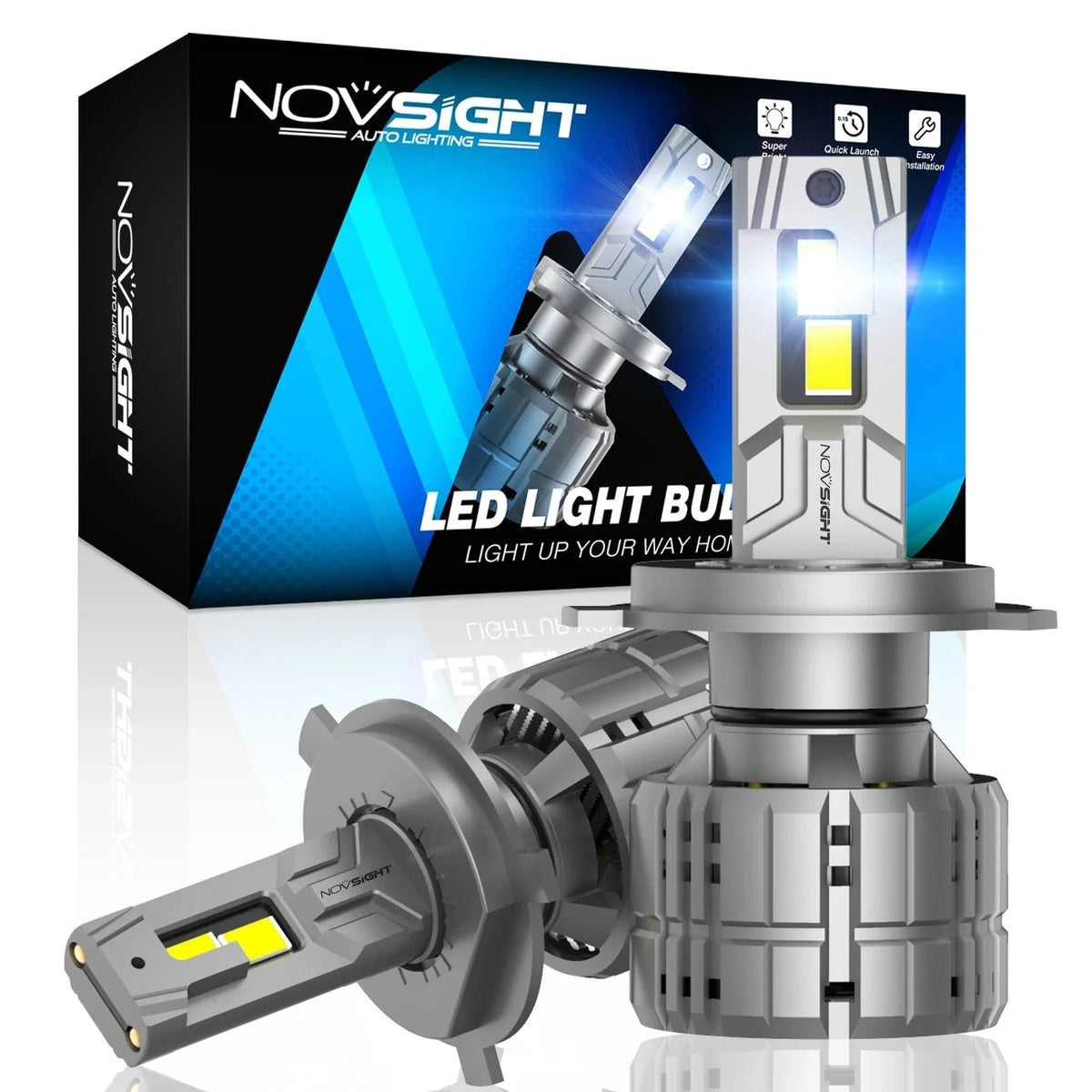 H4 LED Headlight Bulbs Conversion Kit for NOVSIGHT (60000LM, 6500K, 200W)