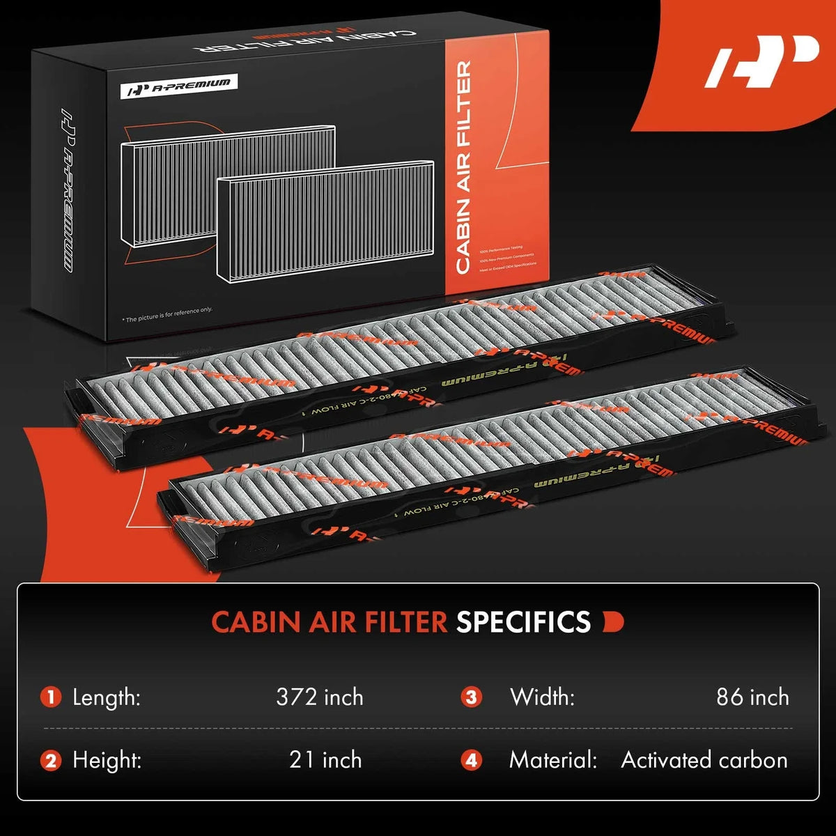 2X Activated Carbon Cabin Air Filter for Mercedes-Benz 300E 400E 500E (1986–1995)
