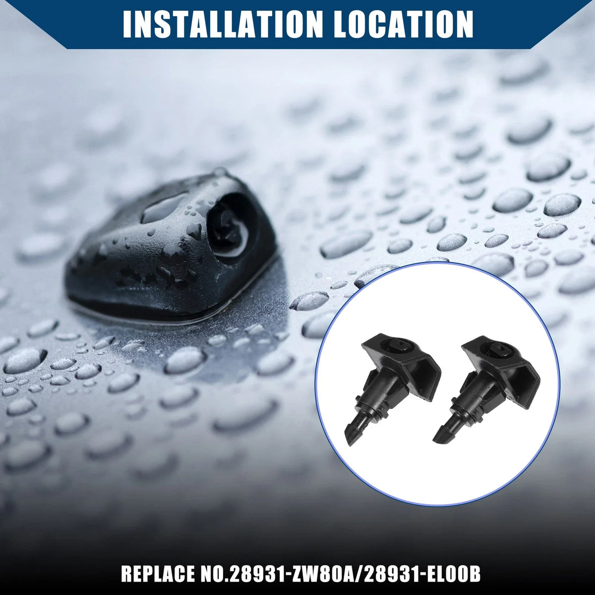 Set of 2 Windshield Washer Nozzles for Nissan (No.28931ZW80A)