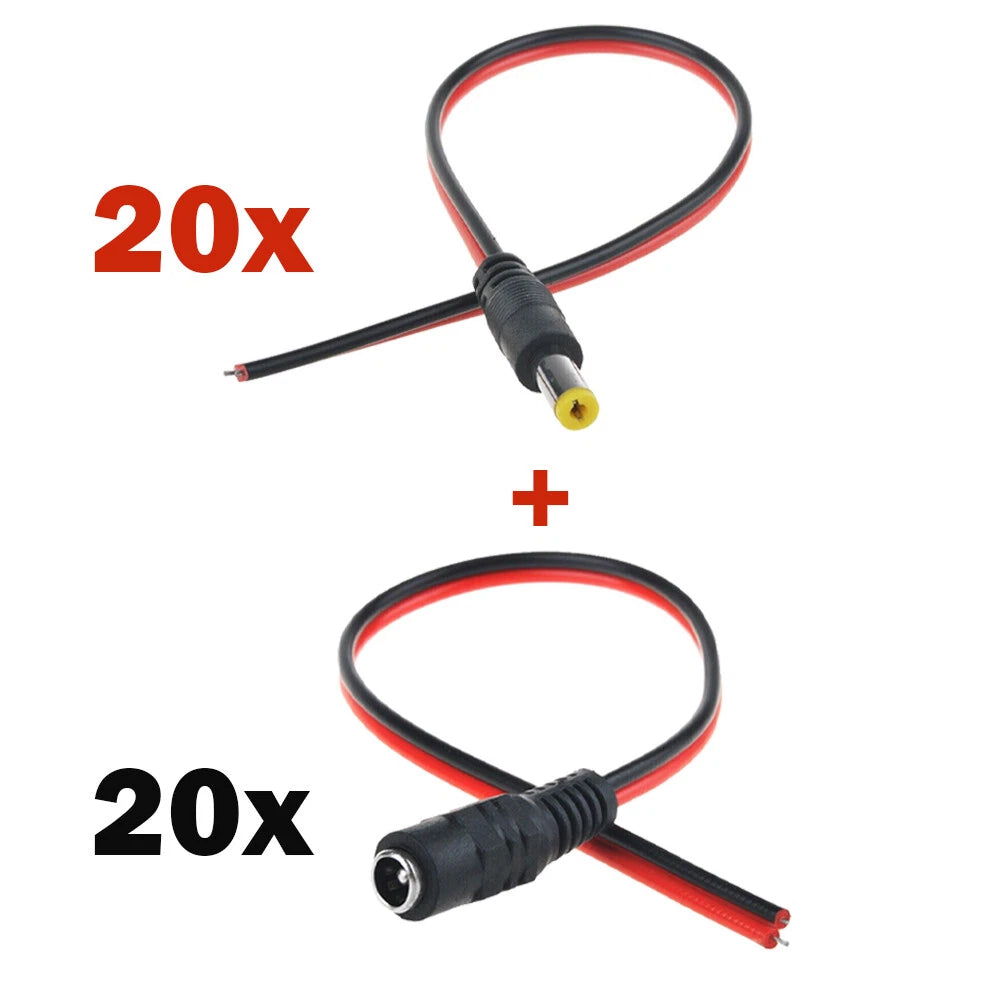 12V DC Power Pigtail Male Female Cable Plug for CCTV Camera LED Light
