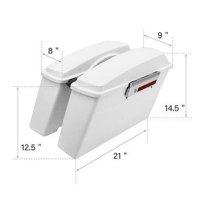 White Saddlebags with Conversion Bracket for Harley Softail Fatboy (1984–2017)