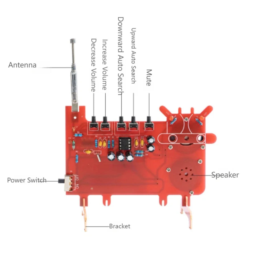FM Radio DIY Soldering Kit with RDA5807 Auto Scan and Volume Control