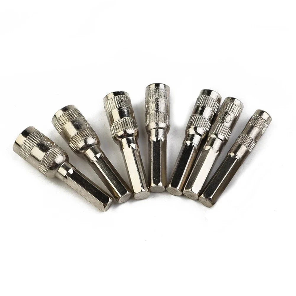 Set of 7 Hex Socket Hex Shank Driver 6 Point H4 (3/25")