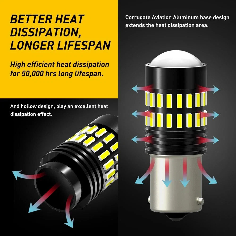 2X White 1156 BA15S 48SMD LED Turn Signal Bulbs for Cars