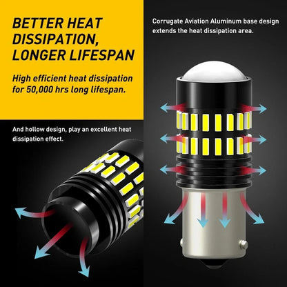 2X White 1156 BA15S 48SMD LED Turn Signal Bulbs for Cars