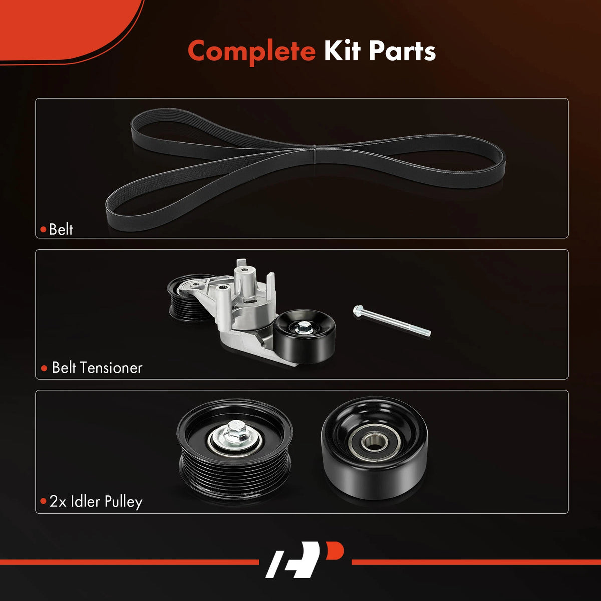 Set of 4 Serpentine Belt Drive Component Kit for Ford Excursion (2003–2005)