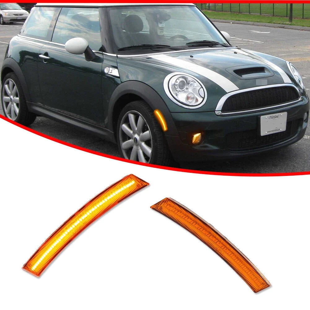 2X Amber Lens LED Front Side Marker Lights for Mini Cooper (2002–2008)