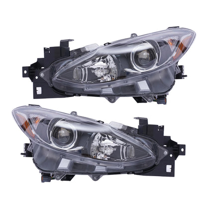 Set of 2 Halogen Headlights for Mazda 3 Sport (2014–2016) BPW1510K0 BPW1510L0