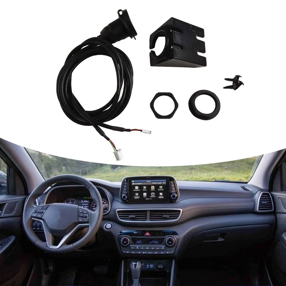 Dual USB Flush Mount Adapter for Universal Vehicles (145cm Cable Length)