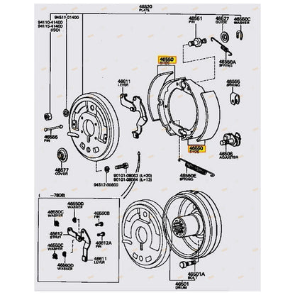 Hand Brake Shoes Set for Landcruiser 40 Series (1960–1984)