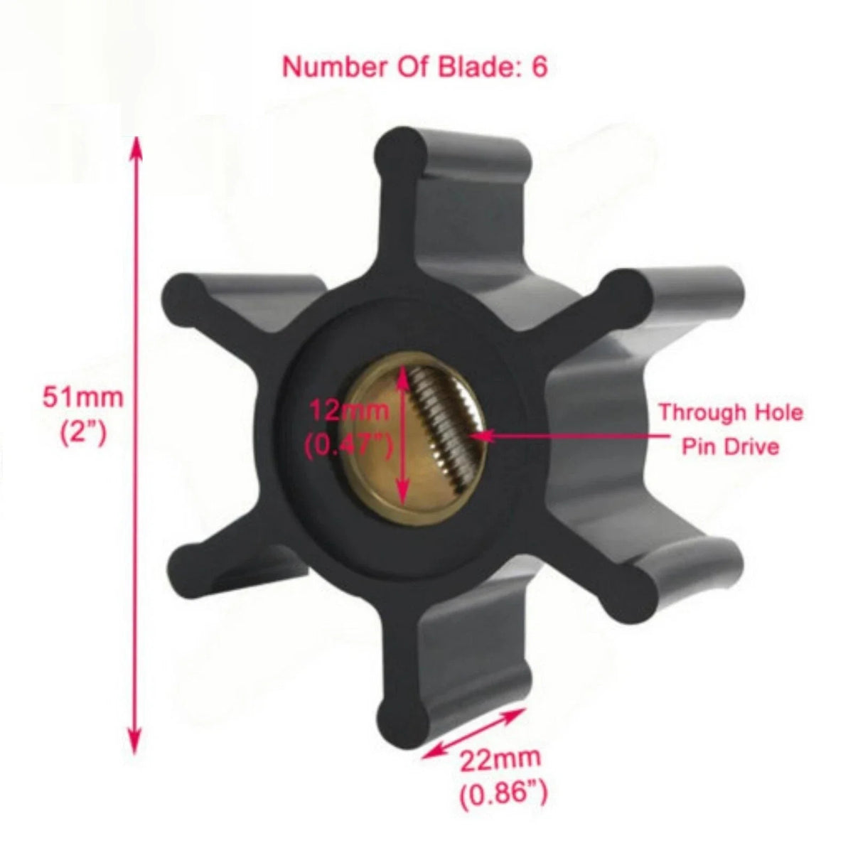 Impeller & O-ring for Johnson 09-810B, Volvo 876097, Yanmar 128990-42200