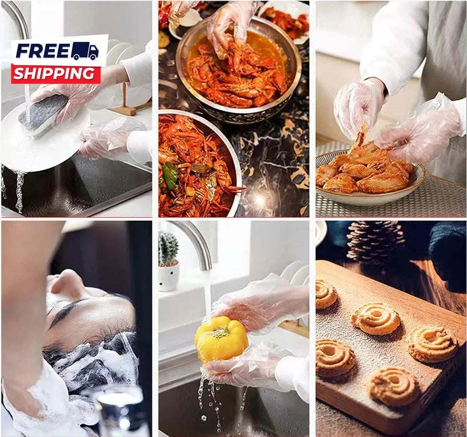 500 Count Disposable Poly Plastic Gloves for Cooking, Food Prep
