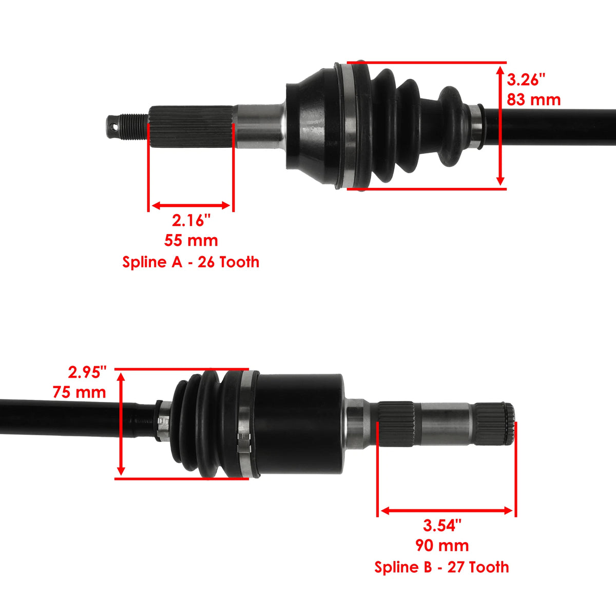 Rear Left CV Joint Axle w/Bearing for Polaris Ranger 800 6X6 (2010–2017) SK3188AX111GR