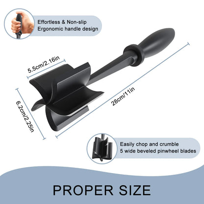 Meat Chopper with 5 Curve Blades for Ground Beef (1 Pack) - Black