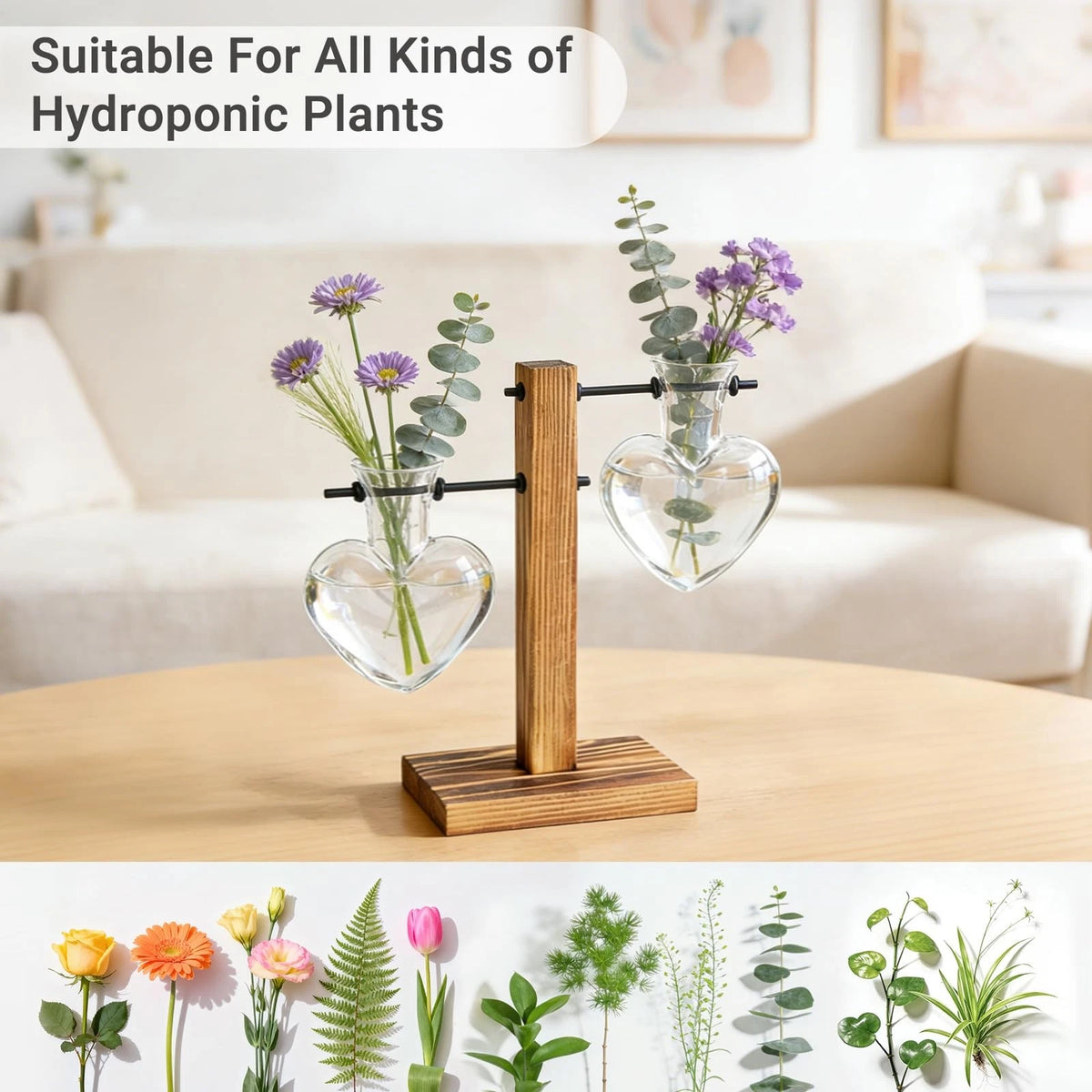 Propagation Station for Mkono Heart Shaped 2 Bulb Vase