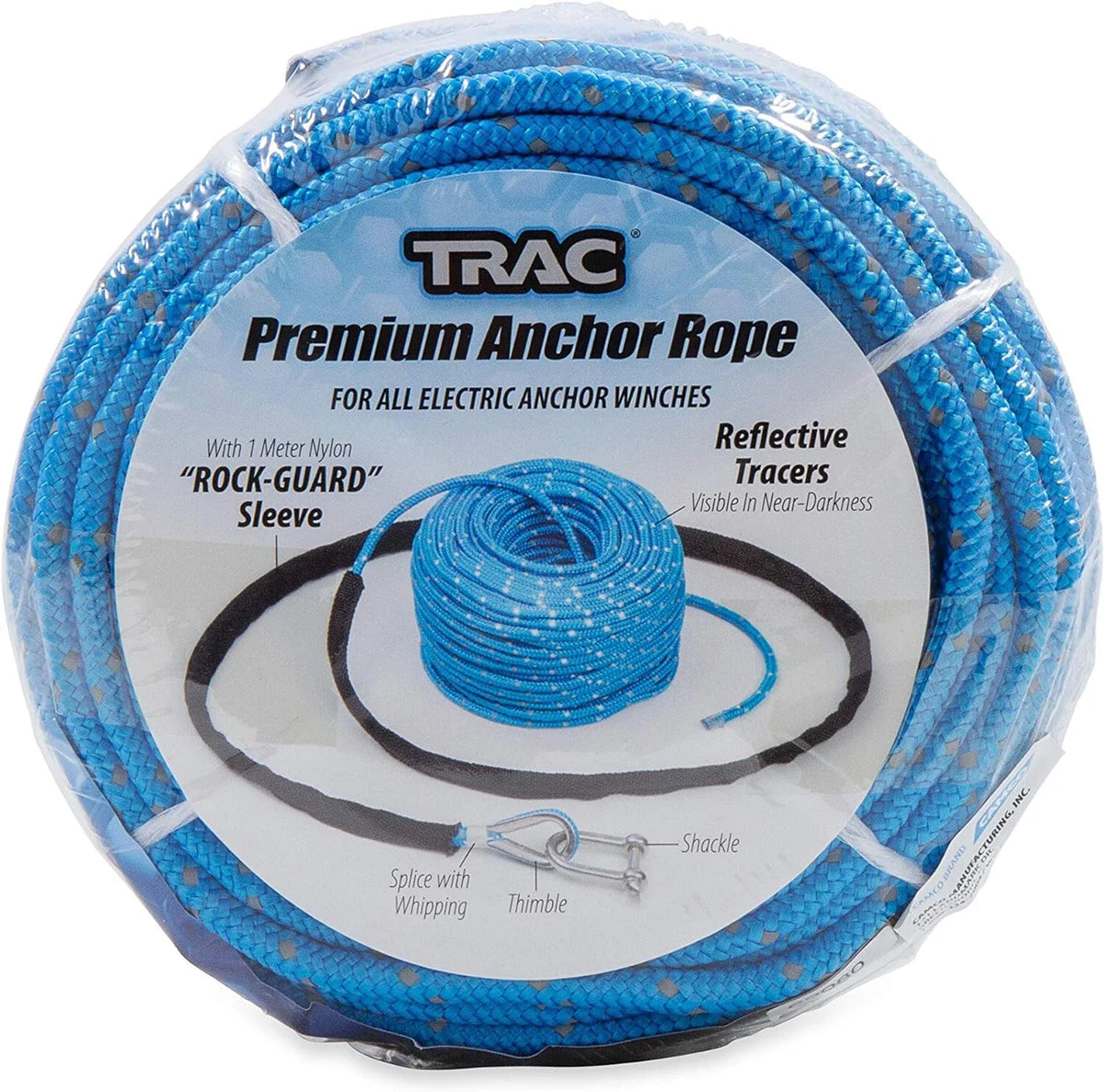 3/16" x 100' Anchor Rope with Stainless Anchor Shackle for TRAC Outdoors