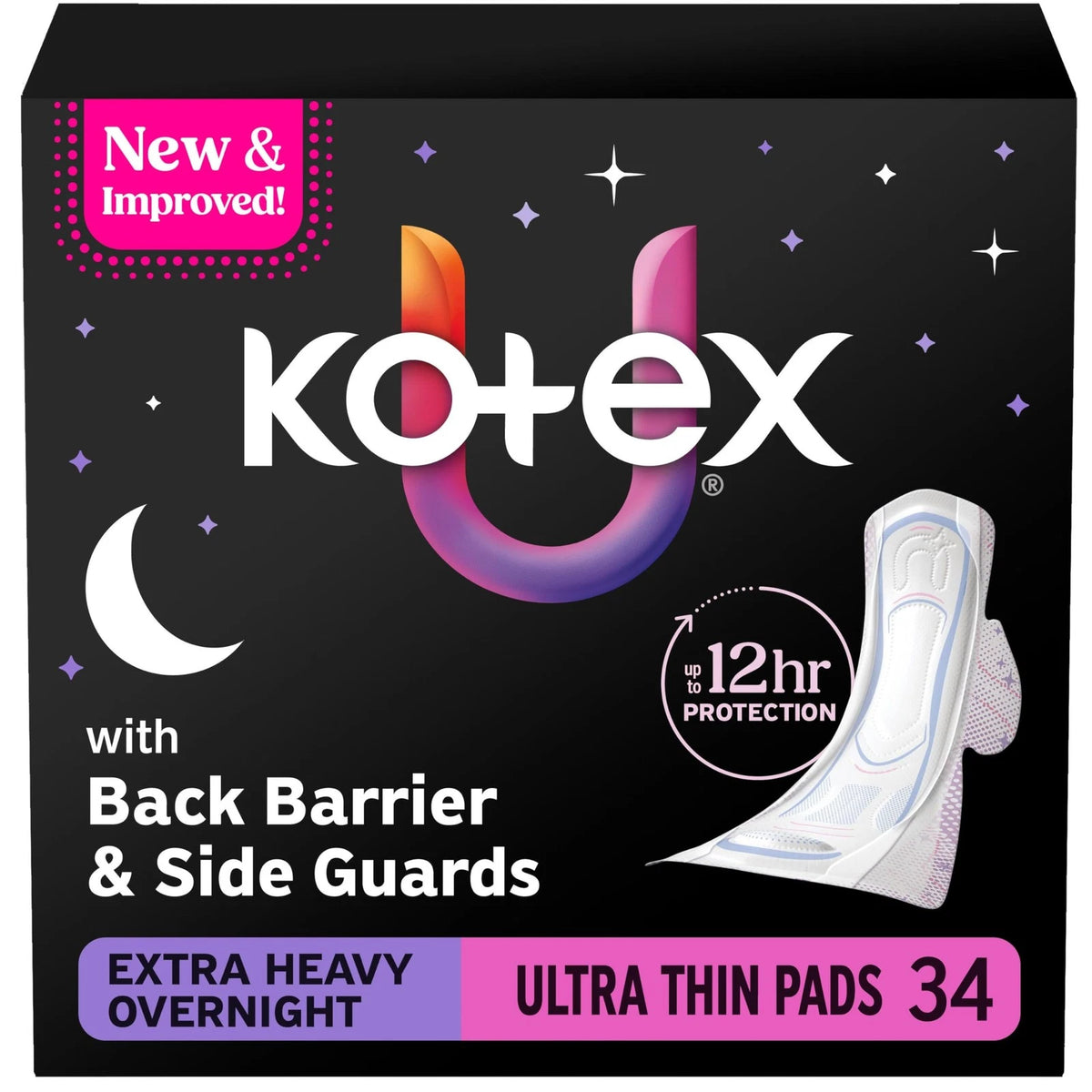 Ultra Thin Overnight Pads with Wings for Extra Heavy Flow (One Size)