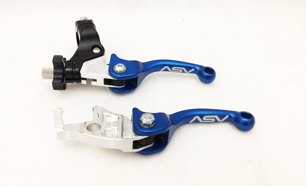 Pair of ASV F3 Shorty Blue Front Brake Clutch Perch Levers for TRX 450R (2004–2009)