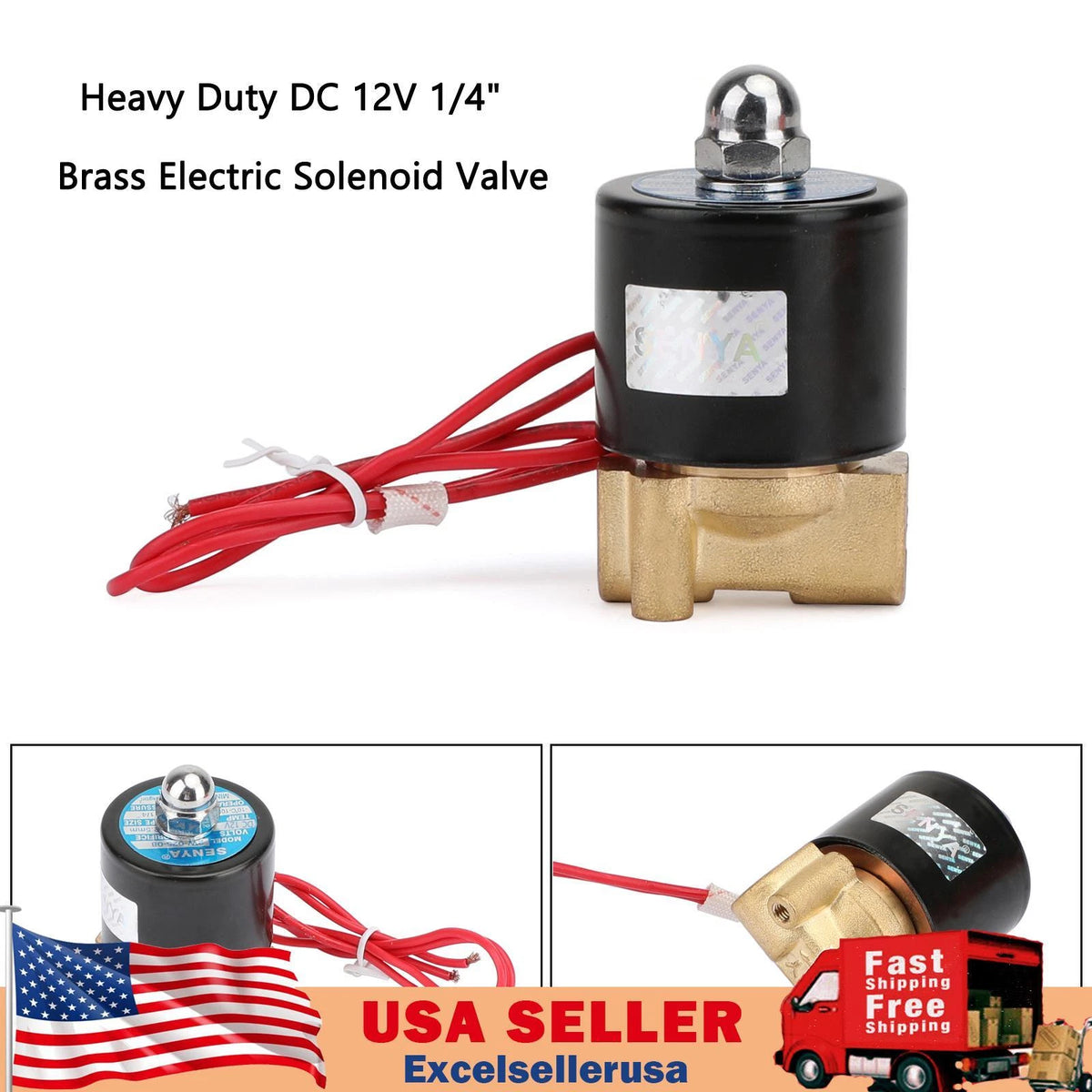1/4" DC 12V Brass Normally Closed Electric Solenoid Valve for Gas Water Air