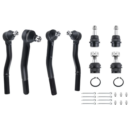 Set of 4 Front Upper Lower Ball Joints Tie Rod Ends for Jeep Grand Cherokee (1999–2004)