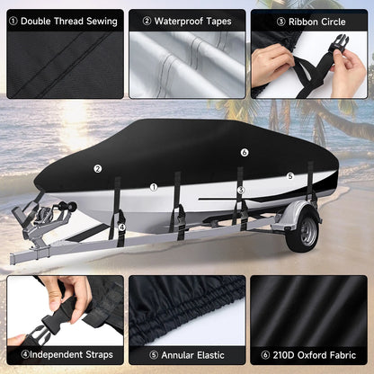 Boat Cover for V-Hull Runabout (17ft-19ft) NEV A300-8-1719