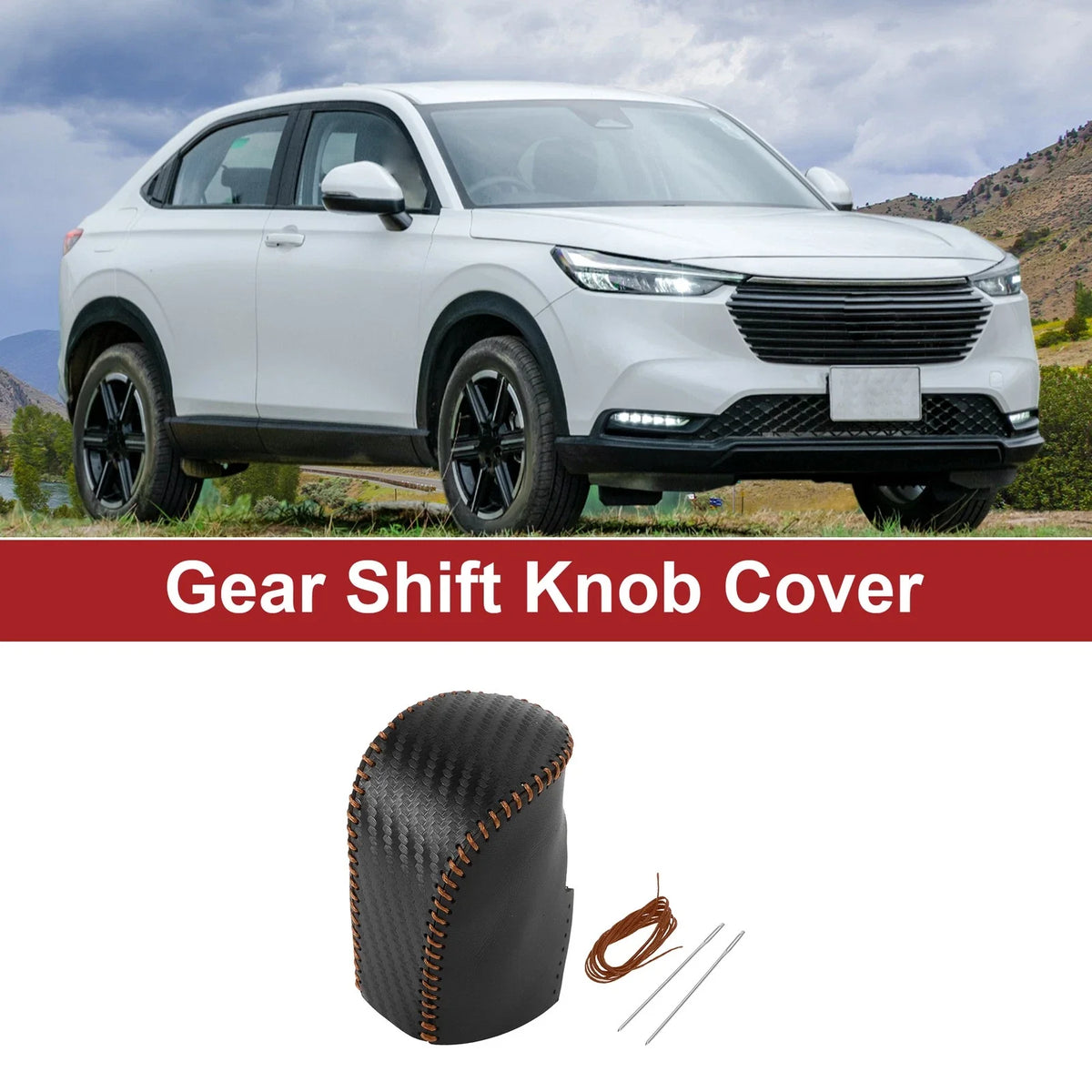1 Pcs Gear Shift Knob Cover for Honda HR-V (2023–2024) Black Carbon Fiber