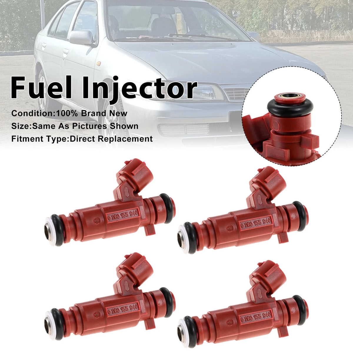 4Pcs Fuel Injector for Nissan Almera, Primera (1996–2008) 0280155940, 16600-9F600