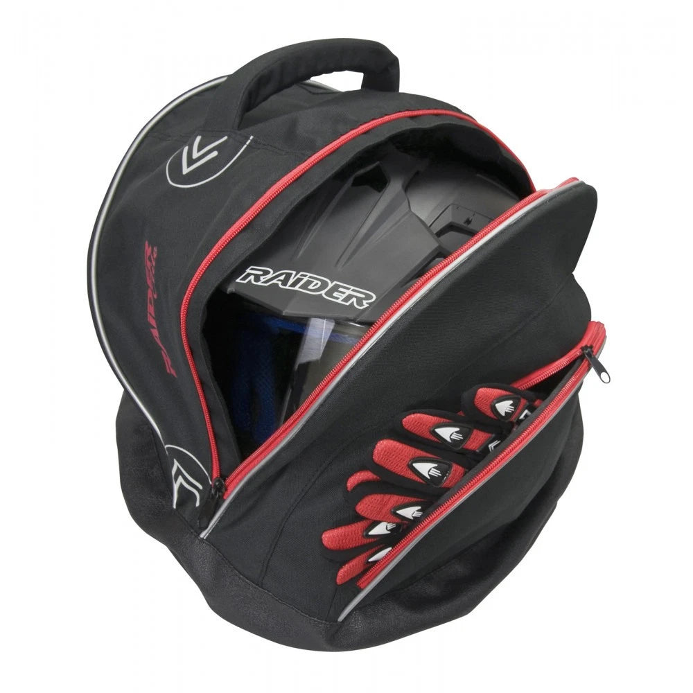 Helmet Storage Bag for Raider Elite (BCS-10) - Soft Fleece Lining, Black/Red