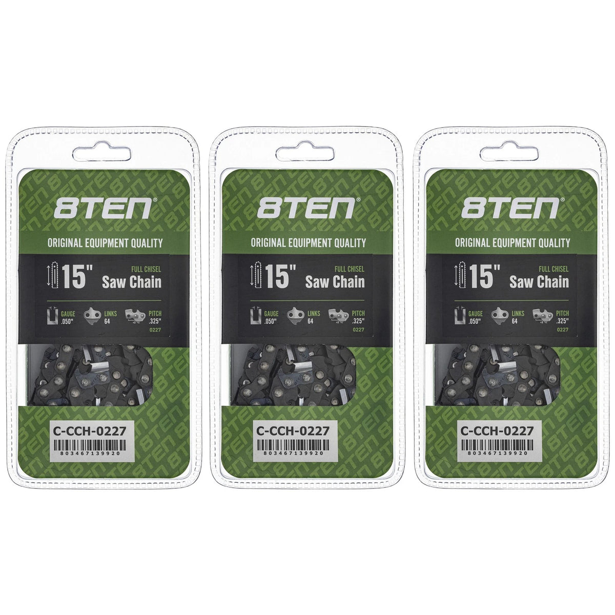 3-Pack Chainsaw Chain 15 Inch .050 .325 64DL for Makita DCS430 (581643164, 20LGX064G, 23RSC64)