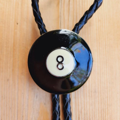 Black Eight Ball Bolo Tie for Cowboy Western Rodeo