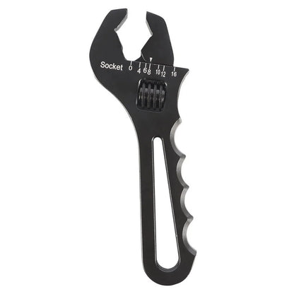 Hose End Fitting Tool Spanner for 3AN-16AN Aluminum (Adjustable, Black)