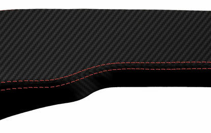 Console Lid Bench Seat Cover for Toyota Tacoma (2001–2004) Carbon Fiber Red Stitch