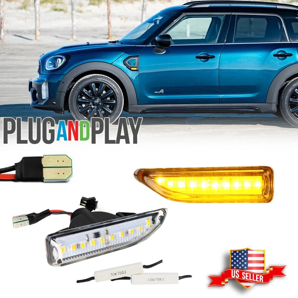 Clear Lens LED Signal Side Markers for Mini Cooper Countryman (2017–2024)