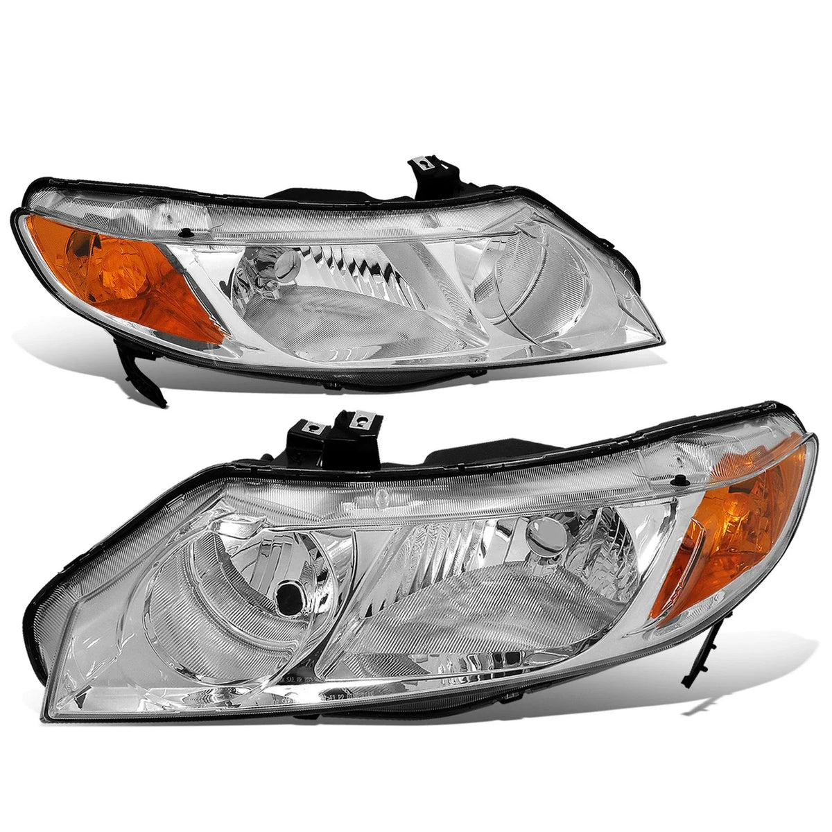Chrome Housing Headlight & Amber Corner & Smoke LED Fog Light Kit for Honda Civic FD (2006–2011)