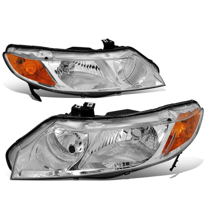 Chrome Housing Headlight & Amber Corner & Smoke LED Fog Light Kit for Honda Civic FD (2006–2011)